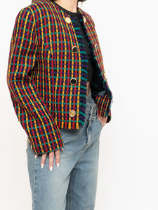 Vintage x Made in Vancouver x Black Colourful Tweed Blazer (S, M)