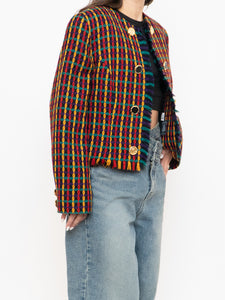 Vintage x Made in Vancouver x Black Colourful Tweed Blazer (S, M)