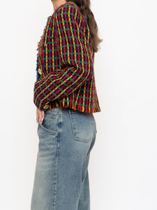 Vintage x Made in Vancouver x Black Colourful Tweed Blazer (S, M)