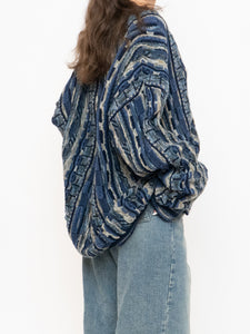 Vintage x Made in Canada x TOSANI Blue Raised Knit Cardigan (XS-XL)