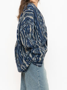 Vintage x Made in Canada x TOSANI Blue Raised Knit Cardigan (XS-XL)