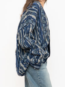 Vintage x Made in Canada x TOSANI Blue Raised Knit Cardigan (XS-XL)