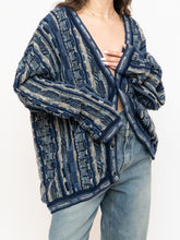 Load image into Gallery viewer, Vintage x Made in Canada x TOSANI Blue Raised Knit Cardigan (XS-XL)