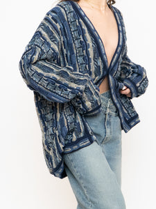 Vintage x Made in Canada x TOSANI Blue Raised Knit Cardigan (XS-XL)