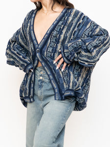 Vintage x Made in Canada x TOSANI Blue Raised Knit Cardigan (XS-XL)