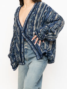 Vintage x Made in Canada x TOSANI Blue Raised Knit Cardigan (XS-XL)