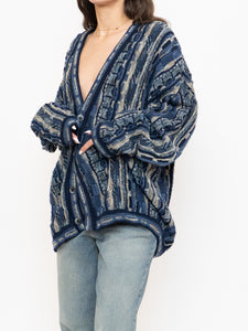 Vintage x Made in Canada x TOSANI Blue Raised Knit Cardigan (XS-XL)