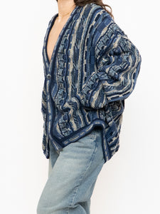 Vintage x Made in Canada x TOSANI Blue Raised Knit Cardigan (XS-XL)