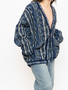 Vintage x Made in Canada x TOSANI Blue Raised Knit Cardigan (XS-XL)