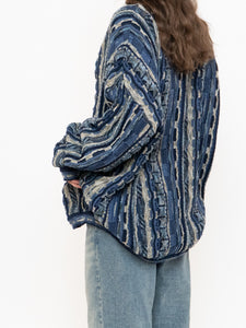Vintage x Made in Canada x TOSANI Blue Raised Knit Cardigan (XS-XL)