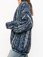 Load image into Gallery viewer, Vintage x Made in Canada x TOSANI Blue Raised Knit Cardigan (XS-XL)
