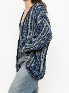 Vintage x Made in Canada x TOSANI Blue Raised Knit Cardigan (XS-XL)