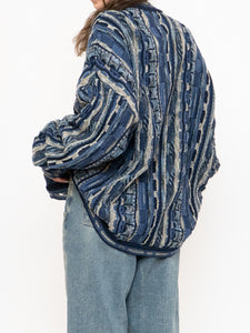 Vintage x Made in Canada x TOSANI Blue Raised Knit Cardigan (XS-XL)