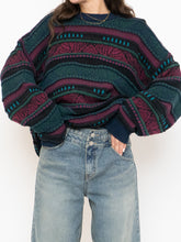 Load image into Gallery viewer, Vintage x Made in Canada x TOSANI Green, Red Patterned Raised Knit (XS-XL)