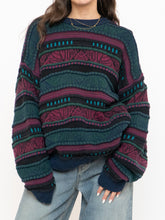 Load image into Gallery viewer, Vintage x Made in Canada x TOSANI Green, Red Patterned Raised Knit (XS-XL)