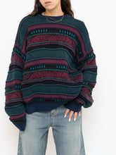 Load image into Gallery viewer, Vintage x Made in Canada x TOSANI Green, Red Patterned Raised Knit (XS-XL)