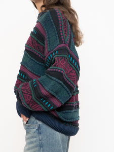 Vintage x Made in Canada x TOSANI Green, Red Patterned Raised Knit (XS-XL)