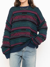 Load image into Gallery viewer, Vintage x Made in Canada x TOSANI Green, Red Patterned Raised Knit (XS-XL)