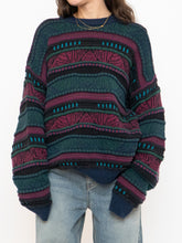 Load image into Gallery viewer, Vintage x Made in Canada x TOSANI Green, Red Patterned Raised Knit (XS-XL)