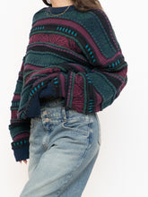 Load image into Gallery viewer, Vintage x Made in Canada x TOSANI Green, Red Patterned Raised Knit (XS-XL)