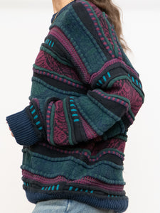 Vintage x Made in Canada x TOSANI Green, Red Patterned Raised Knit (XS-XL)