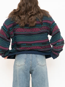Vintage x Made in Canada x TOSANI Green, Red Patterned Raised Knit (XS-XL)