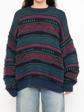 Load image into Gallery viewer, Vintage x Made in Canada x TOSANI Green, Red Patterned Raised Knit (XS-XL)