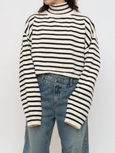 Load image into Gallery viewer, Modern x Soft Black &amp; White Striped Crop Turtleneck (S-XL)