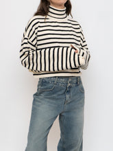 Load image into Gallery viewer, Modern x Soft Black &amp; White Striped Crop Turtleneck (S-XL)