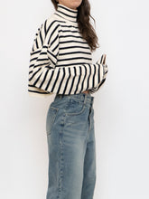 Load image into Gallery viewer, Modern x Soft Black &amp; White Striped Crop Turtleneck (S-XL)