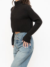 Load image into Gallery viewer, Vintage x Made in Italy x Sarah Pacini Cropped Deep Brown Ribbed Wool-Blend Turtleneck (XS, S)
