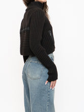 Load image into Gallery viewer, Vintage x Made in Italy x Sarah Pacini Cropped Deep Brown Ribbed Wool-Blend Turtleneck (XS, S)