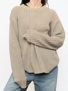 Vintage x Made in Hong Kong x CLUB MONACO Beige Ribbed Knit Sweater (XS-XL)