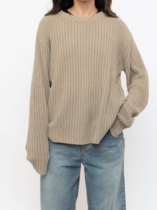 Vintage x Made in Hong Kong x CLUB MONACO Beige Ribbed Knit Sweater (XS-XL)