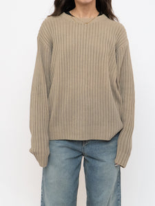 Vintage x Made in Hong Kong x CLUB MONACO Beige Ribbed Knit Sweater (XS-XL)