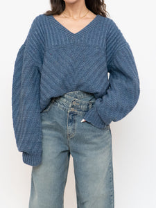 Vintage x Blue Speckled Chunky Wool Knit Sweater (M-XL)