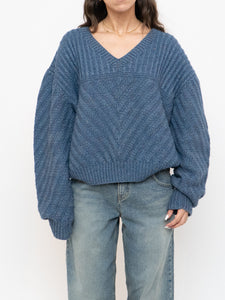 Vintage x Blue Speckled Chunky Wool Knit Sweater (M-XL)