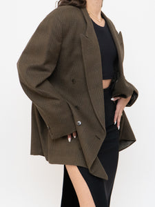 Vintage x Made in Mexico x Deep Brown Plaid Wool Blazer (S-L)