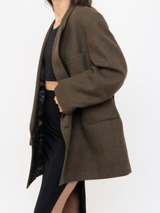 Vintage x Made in Mexico x Deep Brown Plaid Wool Blazer (S-L)