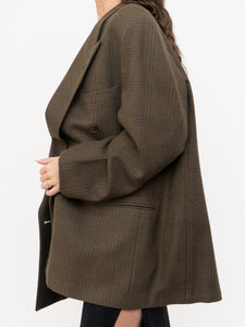 Vintage x Made in Mexico x Deep Brown Plaid Wool Blazer (S-L)