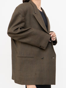 Vintage x Made in Mexico x Deep Brown Plaid Wool Blazer (S-L)