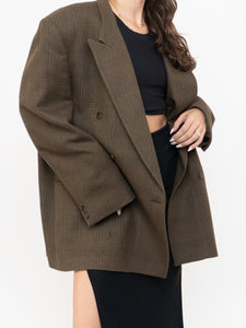Vintage x Made in Mexico x Deep Brown Plaid Wool Blazer (S-L)