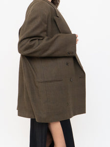 Vintage x Made in Mexico x Deep Brown Plaid Wool Blazer (S-L)