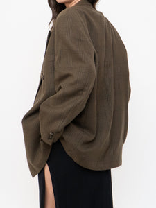 Vintage x Made in Mexico x Deep Brown Plaid Wool Blazer (S-L)