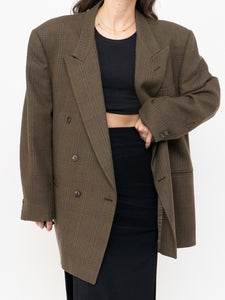 Vintage x Made in Mexico x Deep Brown Plaid Wool Blazer (S-L)