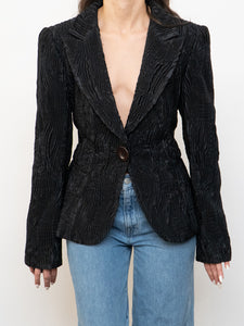 Vintage x Made in Italy x GIORGIO ARMANI Textured Black Blazer (XS-M)