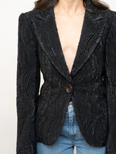 Load image into Gallery viewer, Vintage x Made in Italy x GIORGIO ARMANI Textured Black Blazer (XS-M)