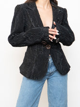 Load image into Gallery viewer, Vintage x Made in Italy x GIORGIO ARMANI Textured Black Blazer (XS-M)