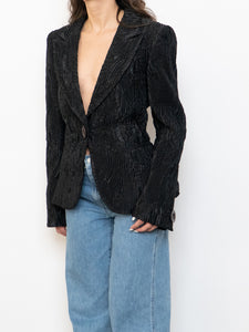 Vintage x Made in Italy x GIORGIO ARMANI Textured Black Blazer (XS-M)