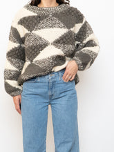 Load image into Gallery viewer, Vintage x NEGRESCO Grey, Cream Chunky Wool-Blend Knit Sweater (XS-M)